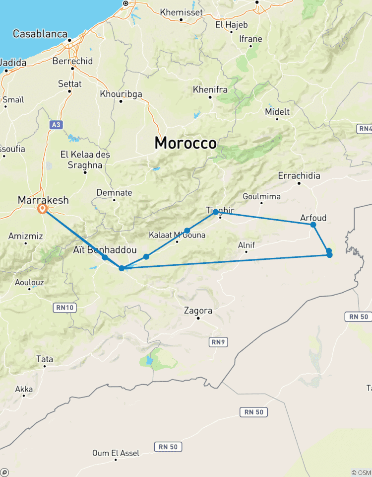 Marrakech nach Merzouga Wüstenabenteuer in 3 Tage Privat Rundreise