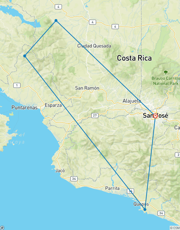 Circuito Aventura en la Naturaleza de Costa Rica: Volcanes, bosques nubosos y costa del Pacífico 9 días