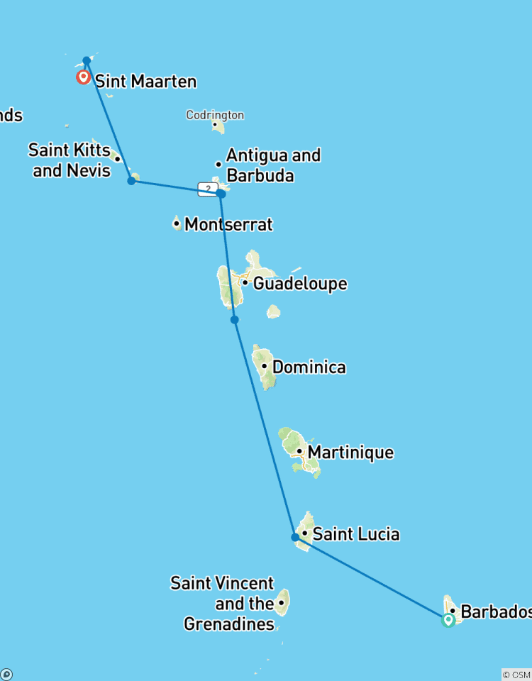 Caraïbes orientales avec St. Barth 2026-2027 - 8 jours (from Bridgetown to Marigot) circuit