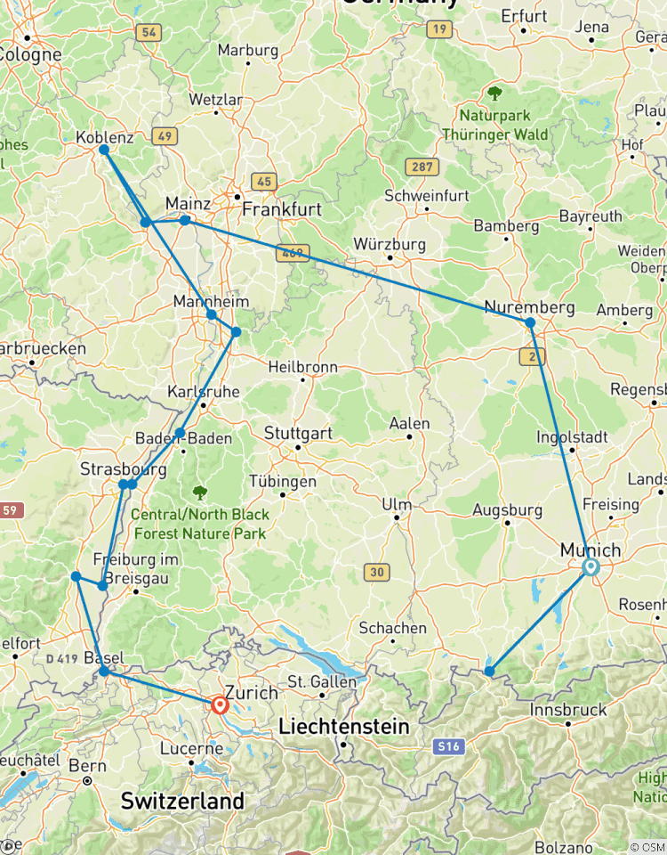 Circuito Franconia y Baviera románticas y el majestuoso Rin 2026 - 11 Días (from Múnich to Zúrich)