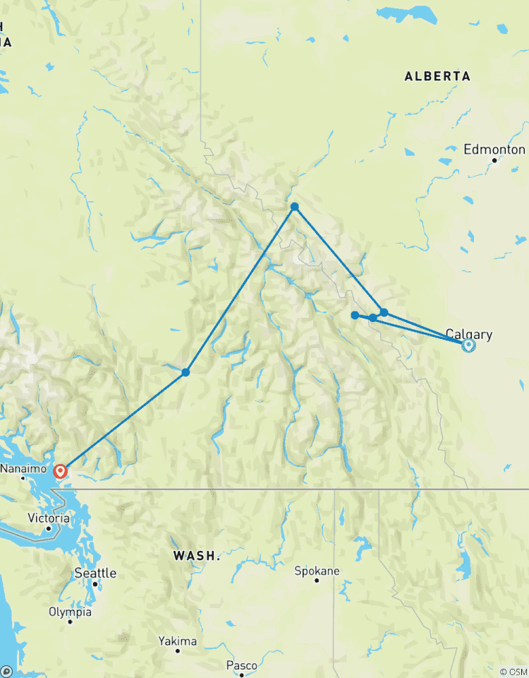 Circuit de 7 jours dans les Rocheuses canadiennes au départ de Calgary, en autocar et en train VIA Rail jusqu\'à Vancouver circuit