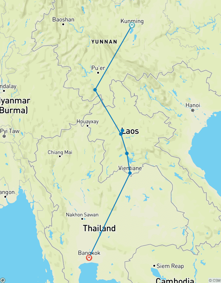 China & Laos: Kunming to Bangkok by Rail Tour