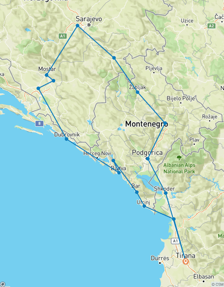 Western Balkan Explorer Tour “Blue Route” Tour