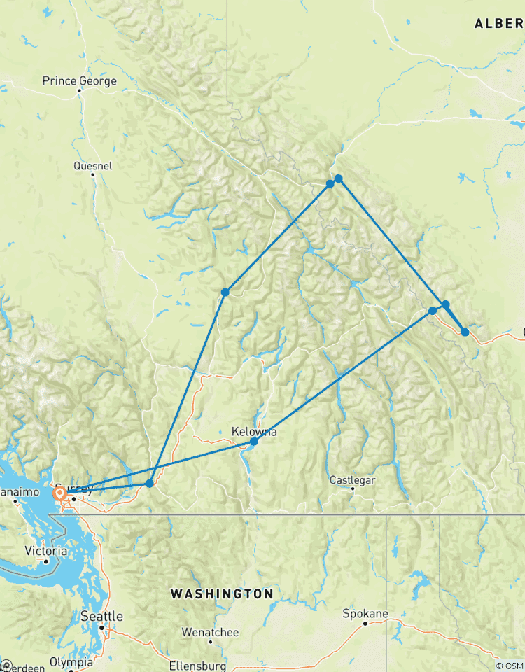 Circuit de 6 jours dans les Rocheuses de l\'Ouest canadien (aller-retour Vancouver) circuit