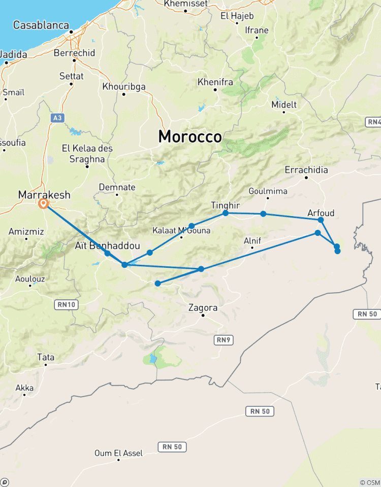 Circuit de luxe de 3 jours dans le désert du Maroc, de Marrakech à Merzouga circuit