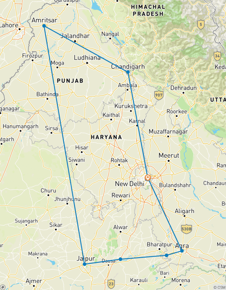 Best of North India in 8 Days: Taj Mahal, Jaipur Forts, Golden Temple Amritsar, Chandigarh & Delhi Private Tour Tour