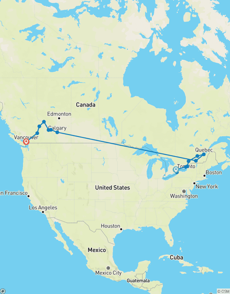 Circuito El Gran Viaje Canadiense (16 destinations)