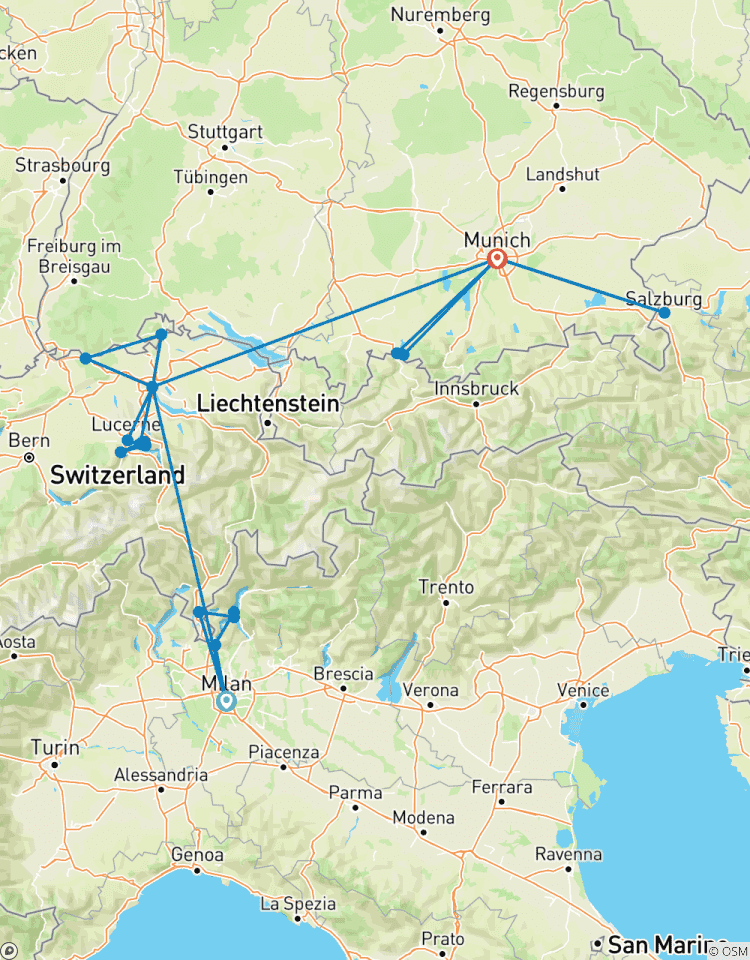 10 Tage durch das Herz Europas mit dem Zug: Mailand, Zürich & München Rundreise