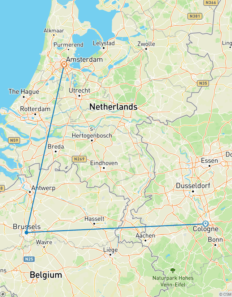 10 Tage Grachten, Schlösser und Kultur mit dem Zug: Abenteuer Köln, Brüssel & Amsterdam Rundreise