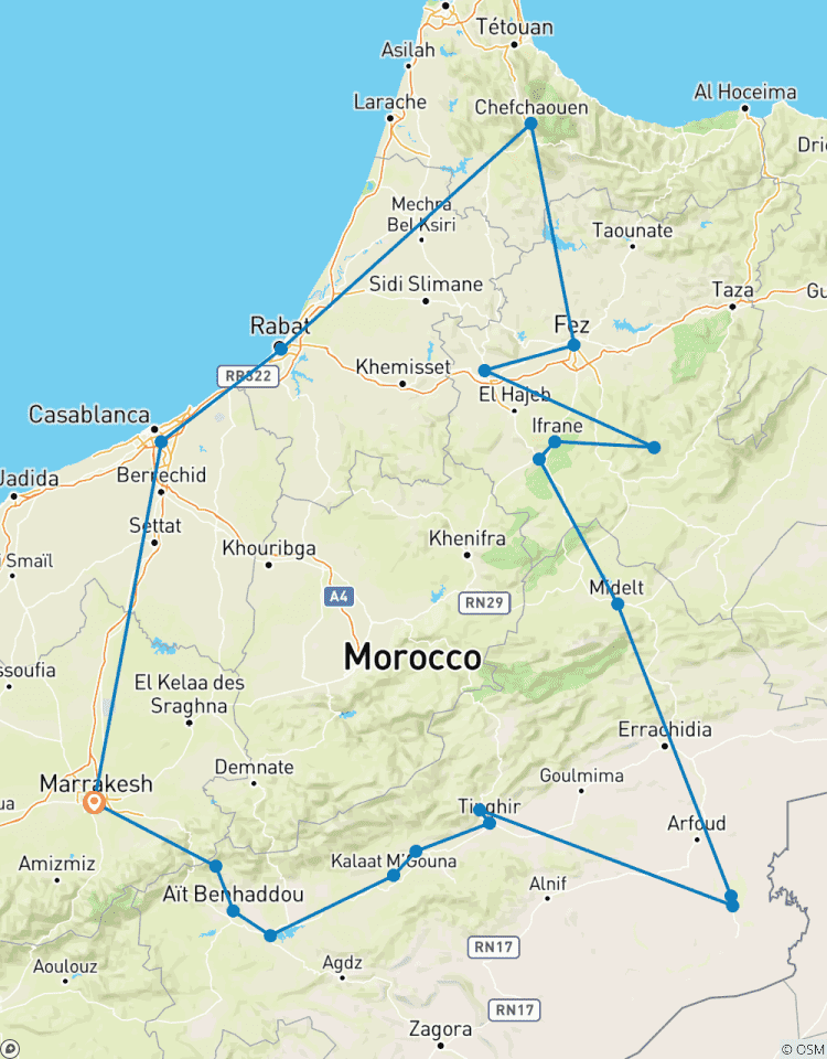 8 Tage Marokko Abenteuer von Marrakesch nach Fes & Sahara Wüste Rundreise