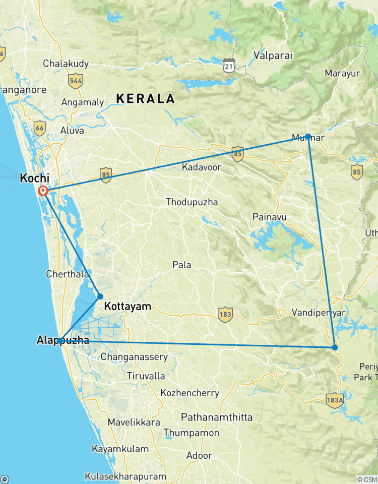 Private 8-Days Kerala Tour Package: Munnar Tea Hills, Alleppey Houseboat, Periyar Safari & Kumarakom Tour