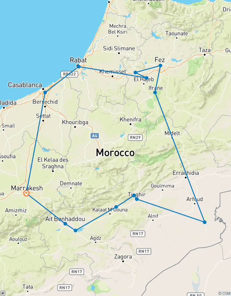 Circuit privé de luxe sur mesure de 7 jours au Maroc à partir de Marrakech circuit