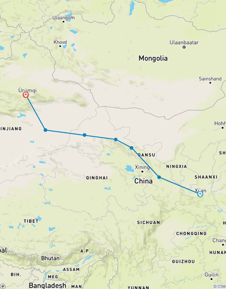 12 Daagse China Zijderoute Tour van Xian Zhangye Dunhuang naar Urumqi-rondreis