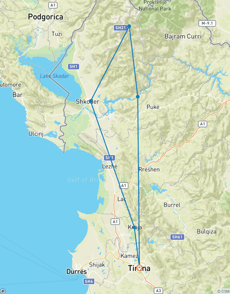 3-tägige Nordalbanien Tour: Kruja, Theth , Blaues Auge , Shkoder , Fluss Shala Rundreise