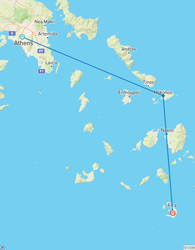 Circuito 7 días Atenas-Mykonos-Santorini