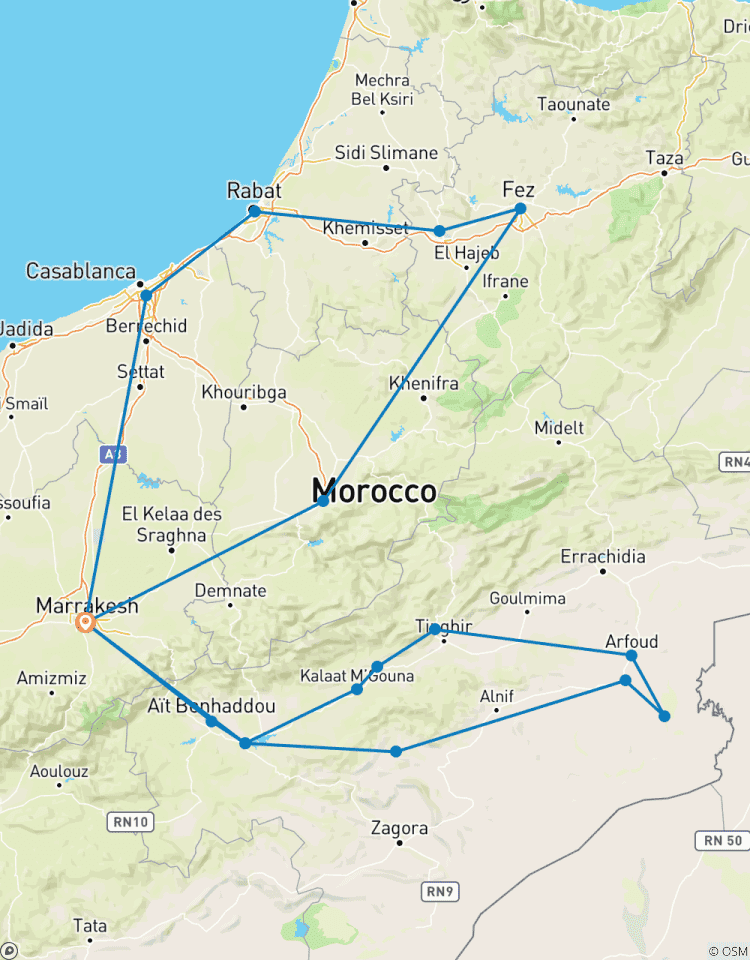 7 Tage MAROKKO WÜSTE UND KAISERLICHE STÄDTE ROM MARRAKECH Rundreise
