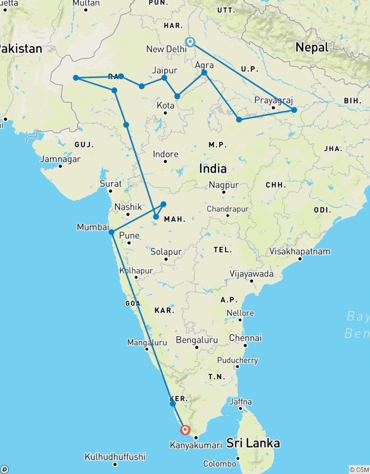Grand tour de l\'Inde circuit