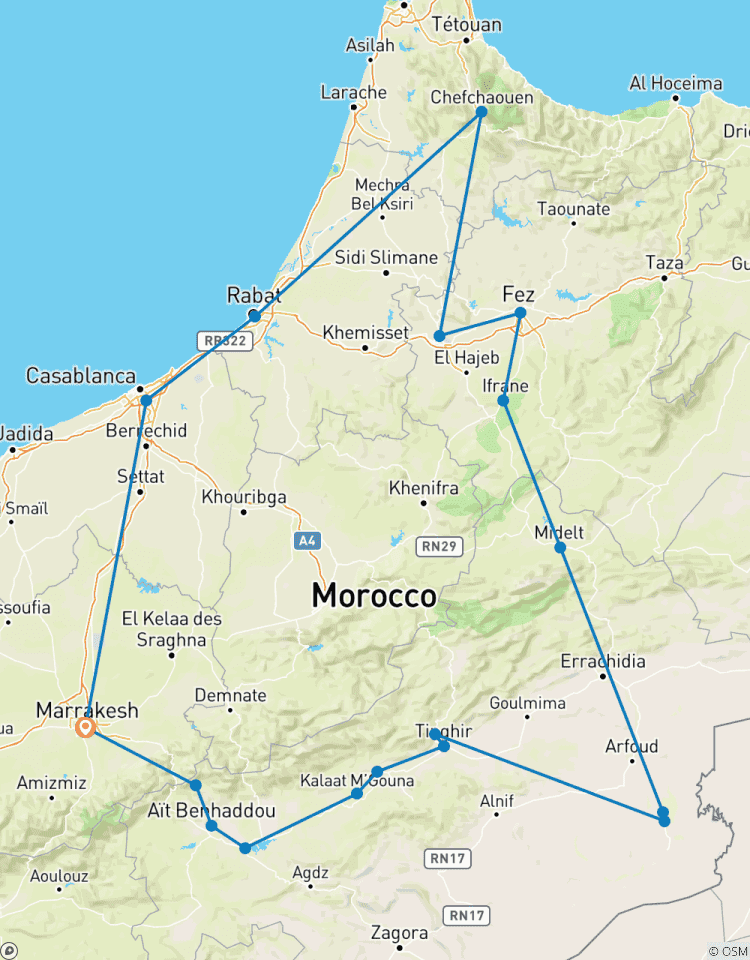 6 jours - Circuit privé sur mesure au Maroc : Fès, Chefchaouen et le désert du Sahara circuit