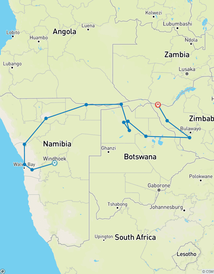 Circuito Namibia, Botsuana y Zimbabue \"De las dunas a las cataratas\"