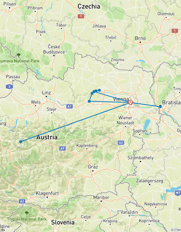 6 jours à Vienne, y compris la vallée du Danube et Bratislava circuit