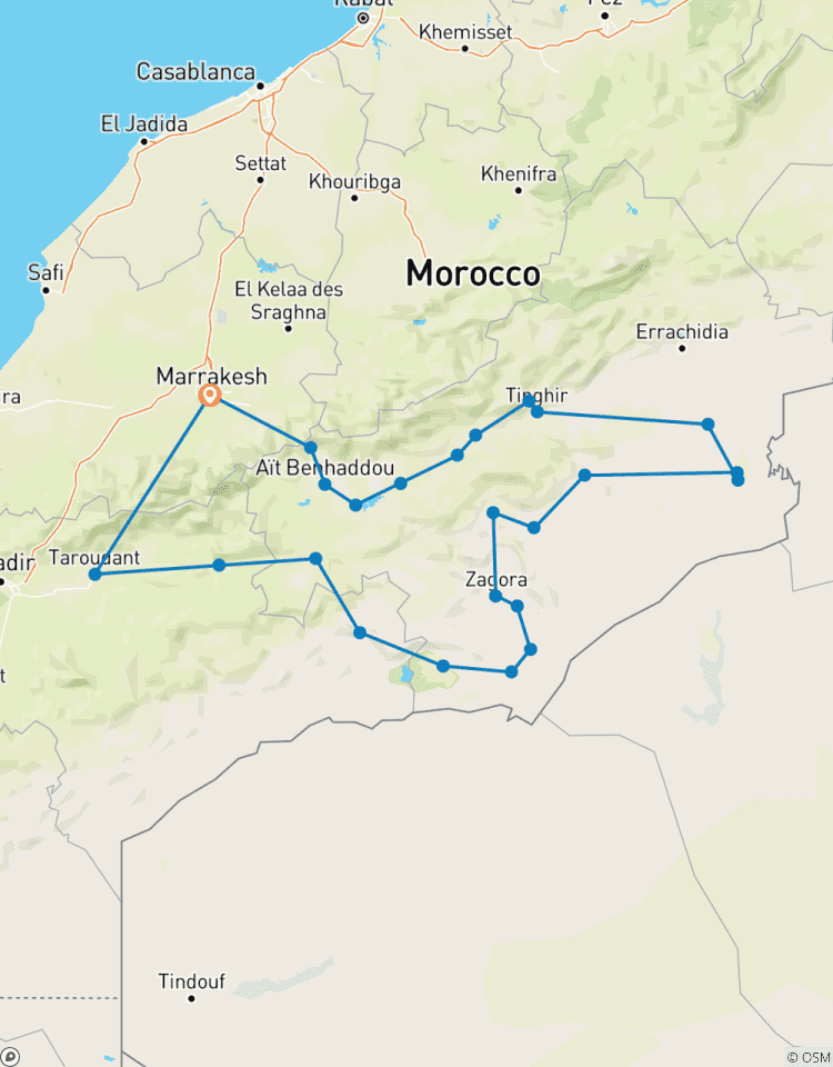 Marrakech nach Merzouga Wüste & Erg Chigaga in 6 Tage Privat Rundreise