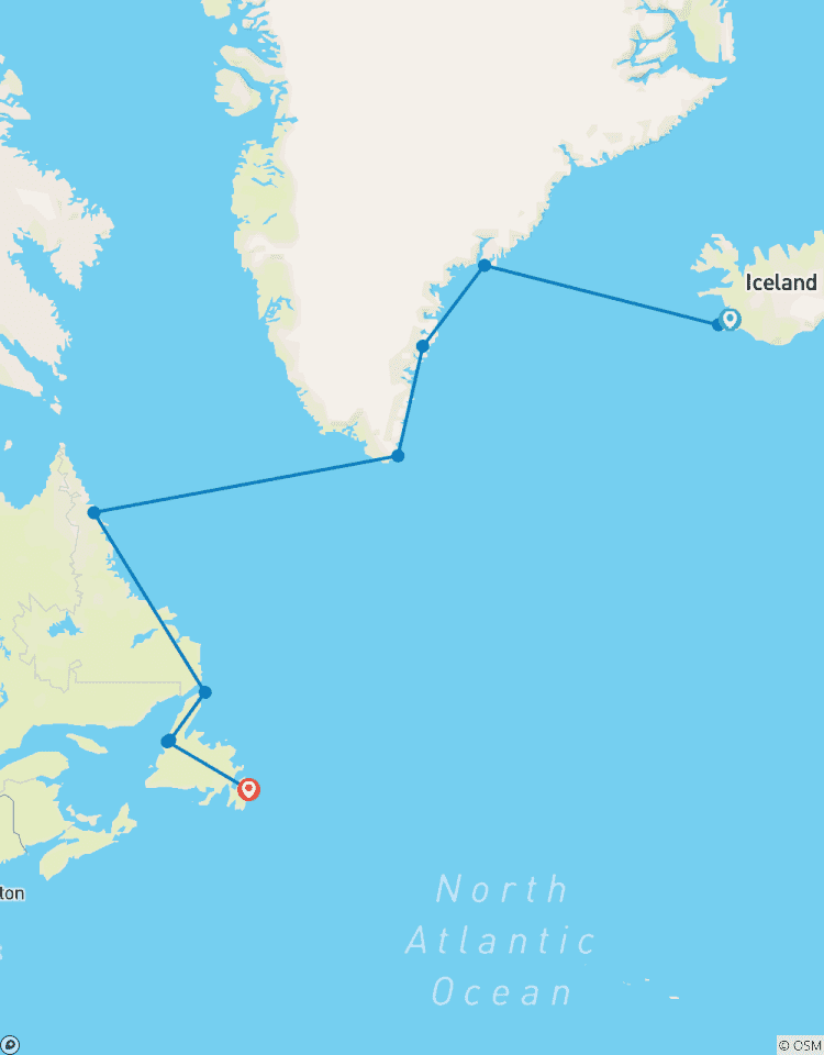 Traversée de l\'Atlantique Nord : Islande, Groenland et Labrador circuit
