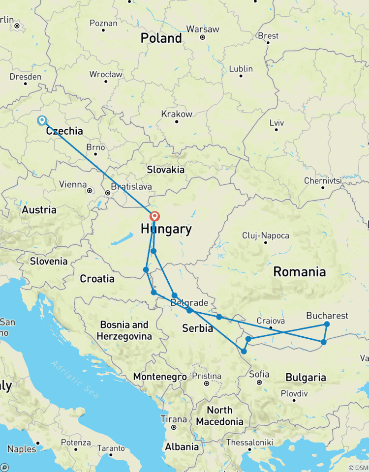 Reise durch den Balkan mit Prag Prag → Budapest ) Rundreise