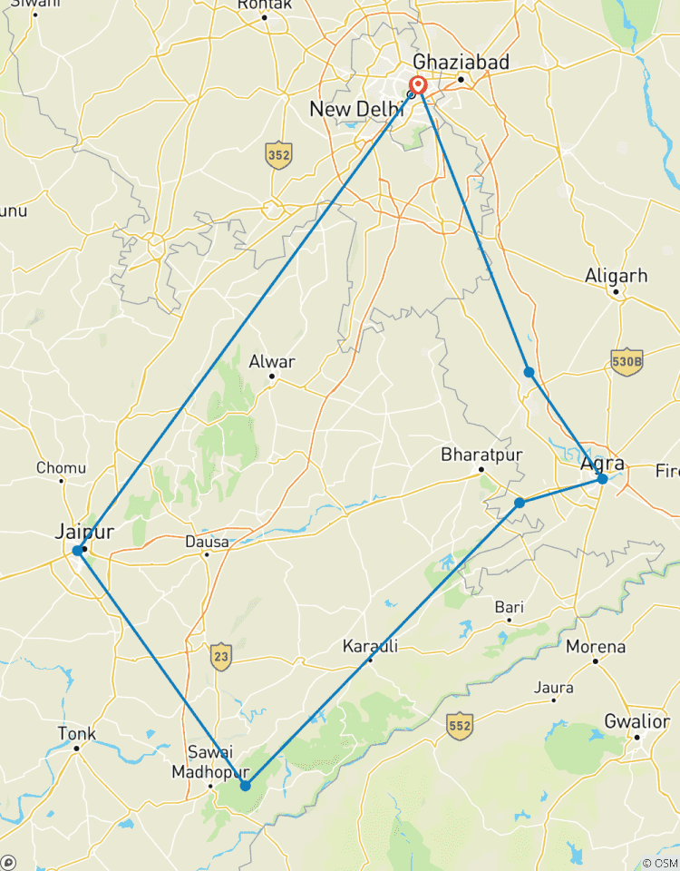 Circuit du Triangle d\'Or en Inde avec Taj Mahal et safari des tigres de Ranthambore circuit