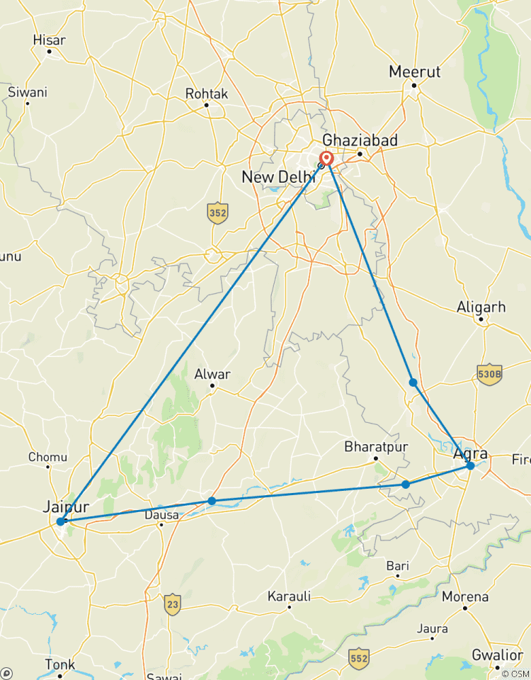 Triangle d\'or en Inde avec Taj Mahal et temples de Vrindavan circuit