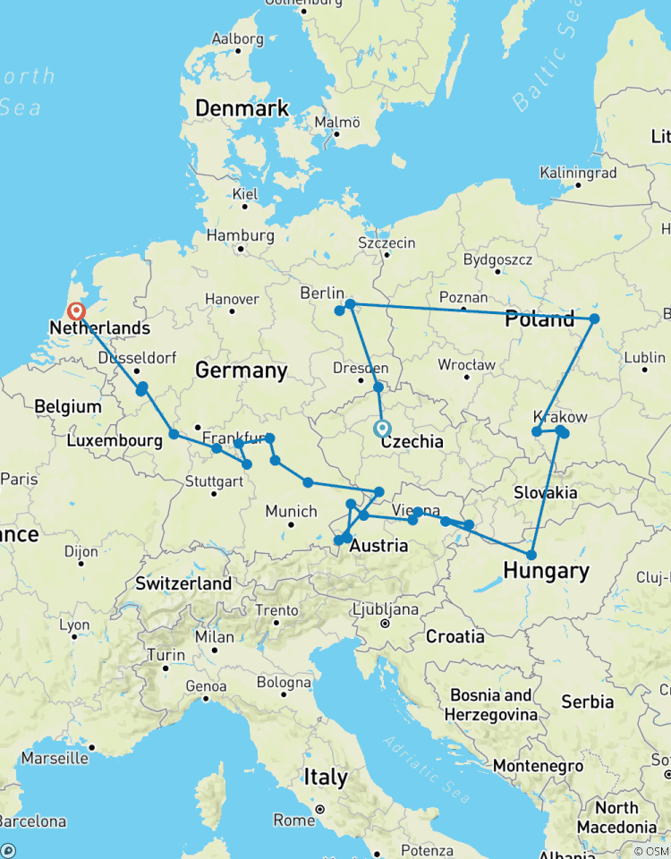 Osteuropa mit europäischen Edelsteinen Prag → Amsterdam (2027) Rundreise