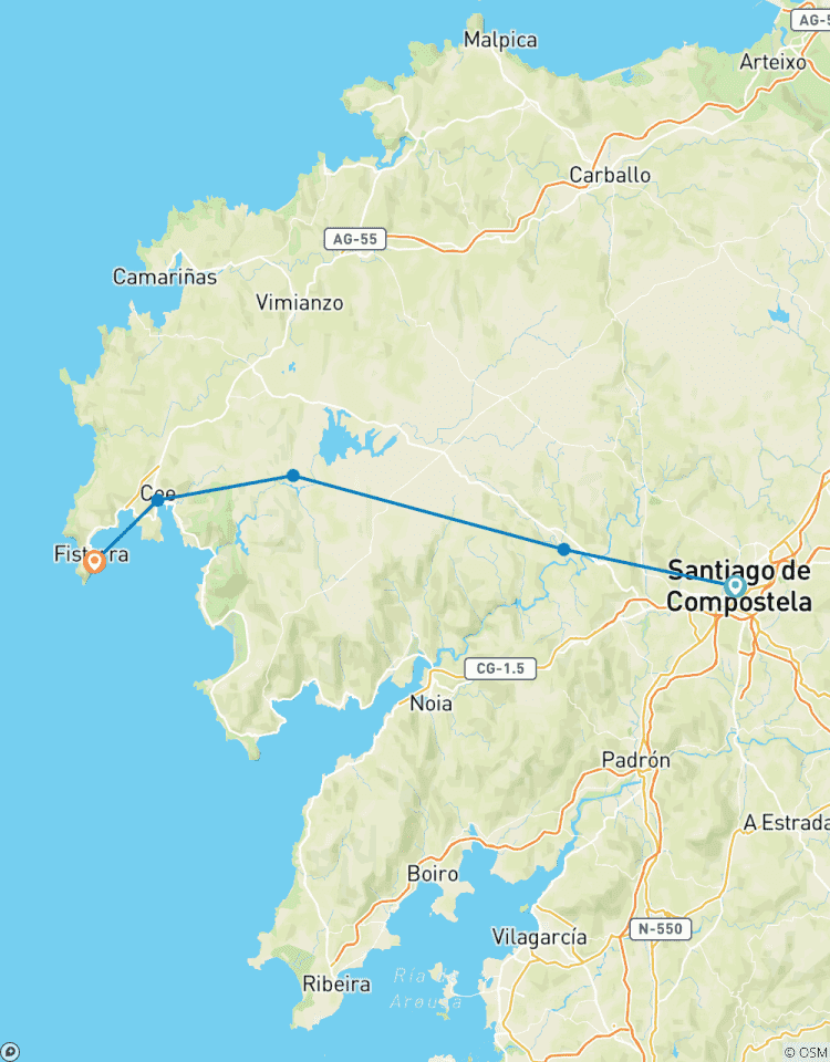 Camino de Santiago · Way of St. James · Prologue · From Santiago de Compostela to Fisterra Tour