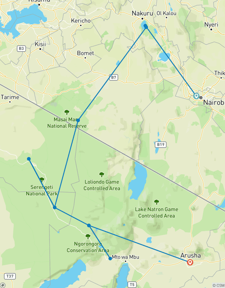Circuito Safari de 8 días al Serengeti y Masai Mara, Lago Nakuru y Ngoronogro