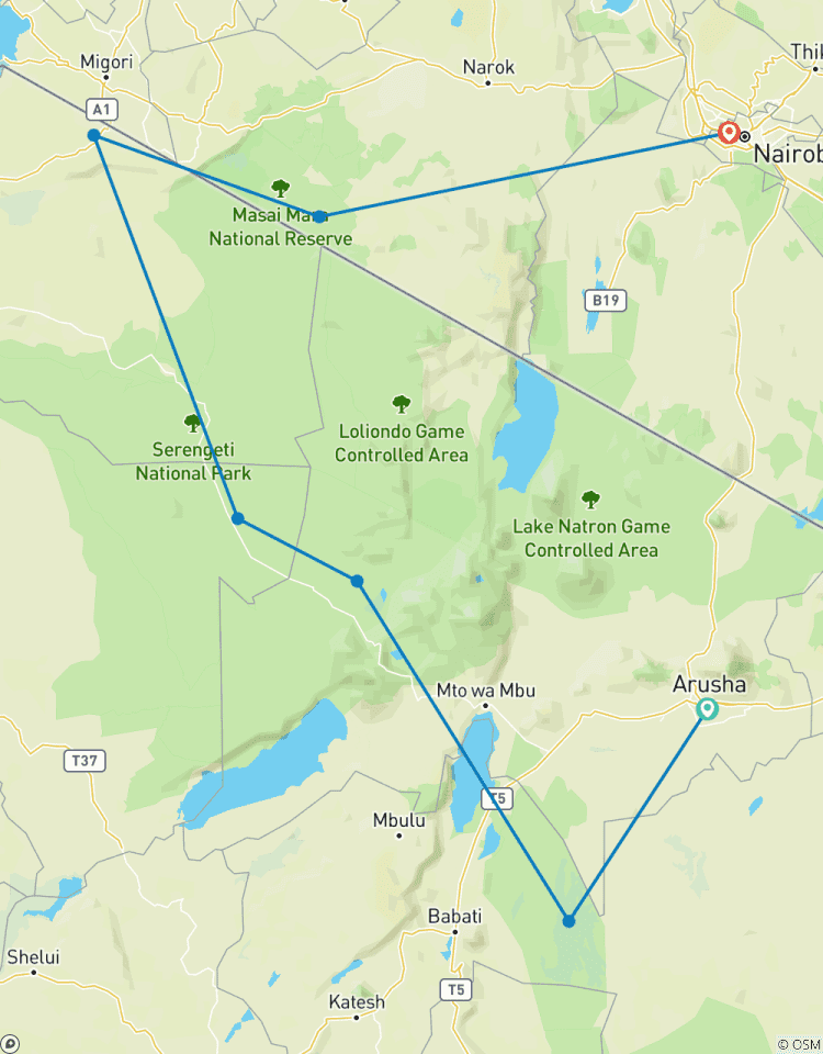 Circuito Safari de aventura de 7 días en Tanzania y Kenia