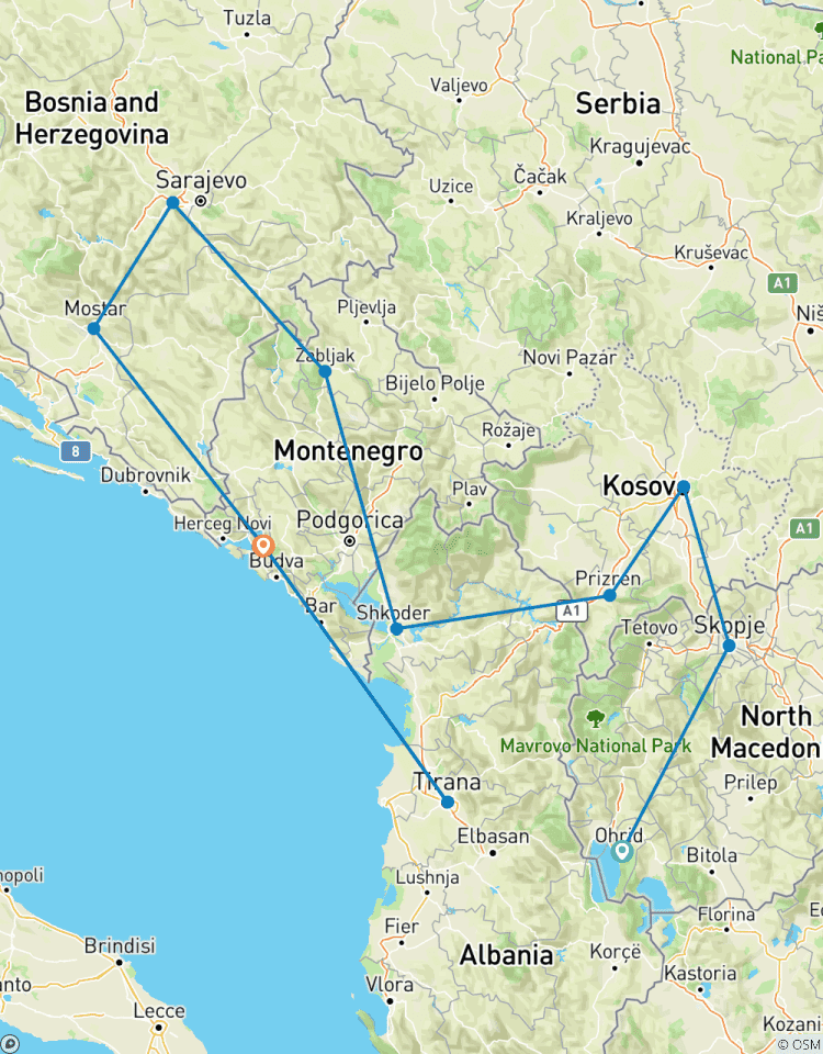Circuito La Ruta de los Balcanes - 5 países en 6 días desde Tirana, Albania