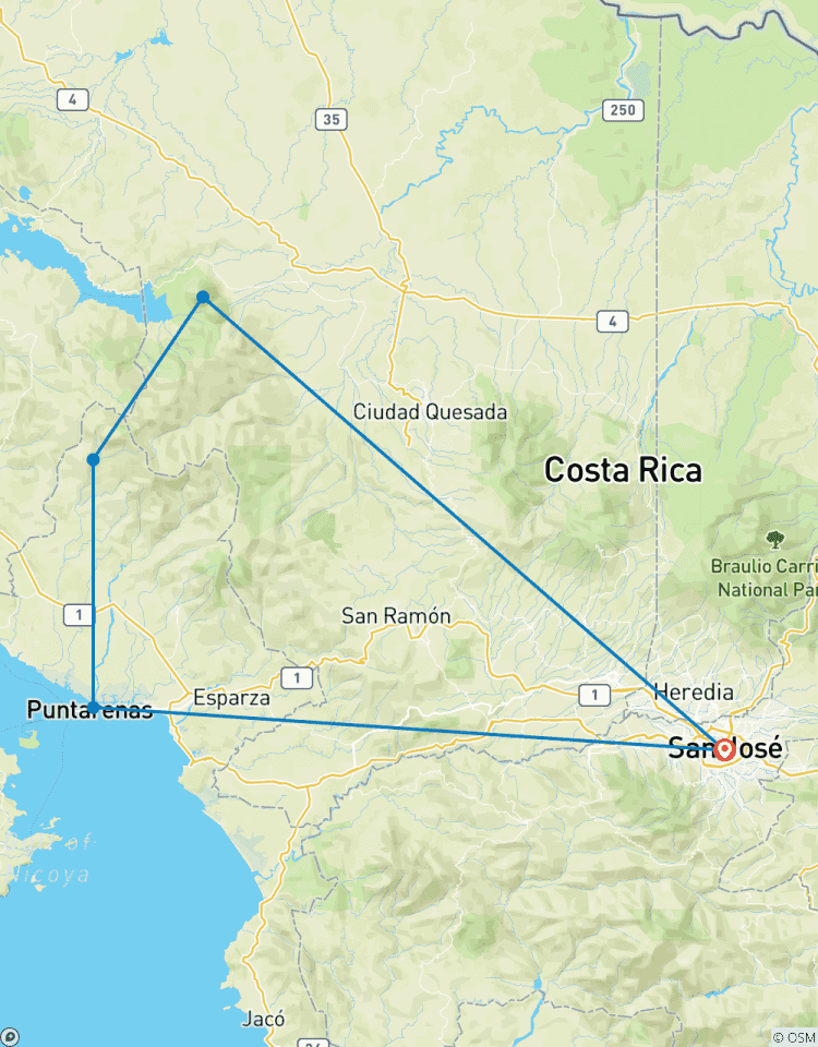 Circuito El triple encanto de Costa Rica - Con vehículo de alquiler