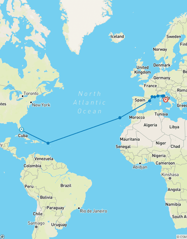 Atlantic & Mediterranean Horizons Ft. Lauderdale, Florida to Rome (Civitavecchia) Tour