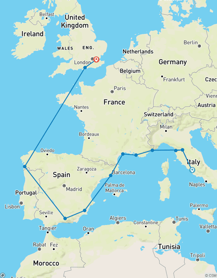 Mediterranean Discoveries Rome (Civitavecchia) to London (Tilbury) Tour