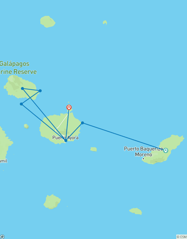 Natural Paradise Galapagos Yacht - 5 Tage Reiseroute Rundreise