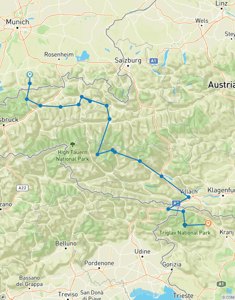Van de Tegernsee naar het meer van Bled met bagagetransfer-rondreis