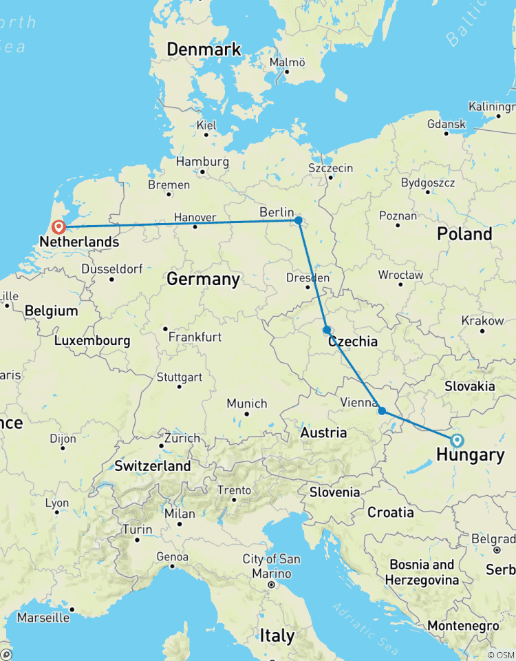 Von Budapest nach Amsterdam: Eine 16 Tage europäische Entdeckungsreise mit Zug und Kreuzfahrt Rundreise