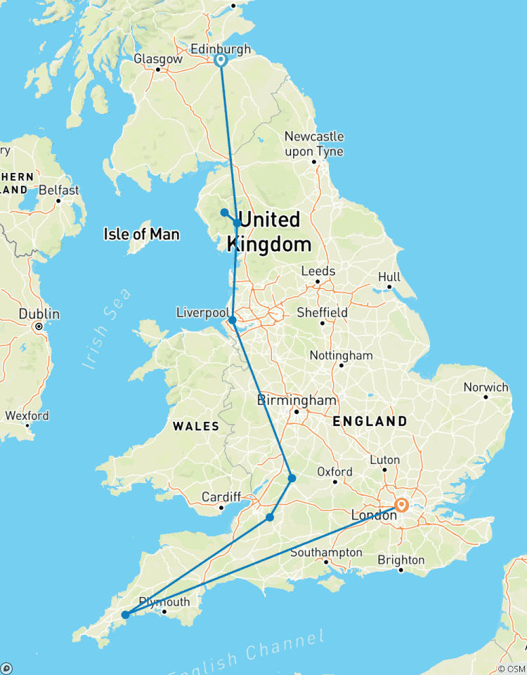 Côtes et campagnes d\'Angleterre avec Édimbourg, Liverpool et Londres (d\'Édimbourg à Londres) circuit