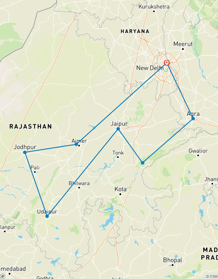 12 Tage Private Luxus Goldenes Dreieck mit Kulturerbe Rajasthan & Wildlife Safari Tour Rundreise