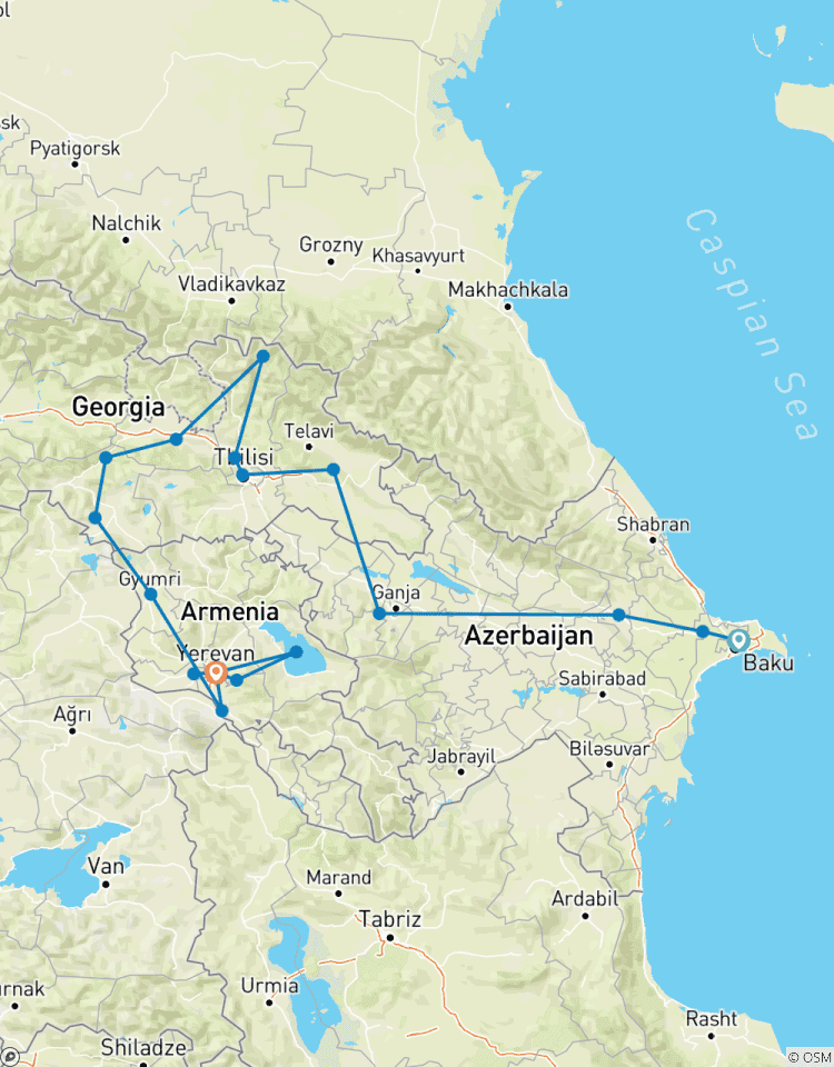 Ontdekkingsreis door de Kaukasus: 12-daags avontuur over land door Azerbeidzjan, Georgië & Armenië-rondreis