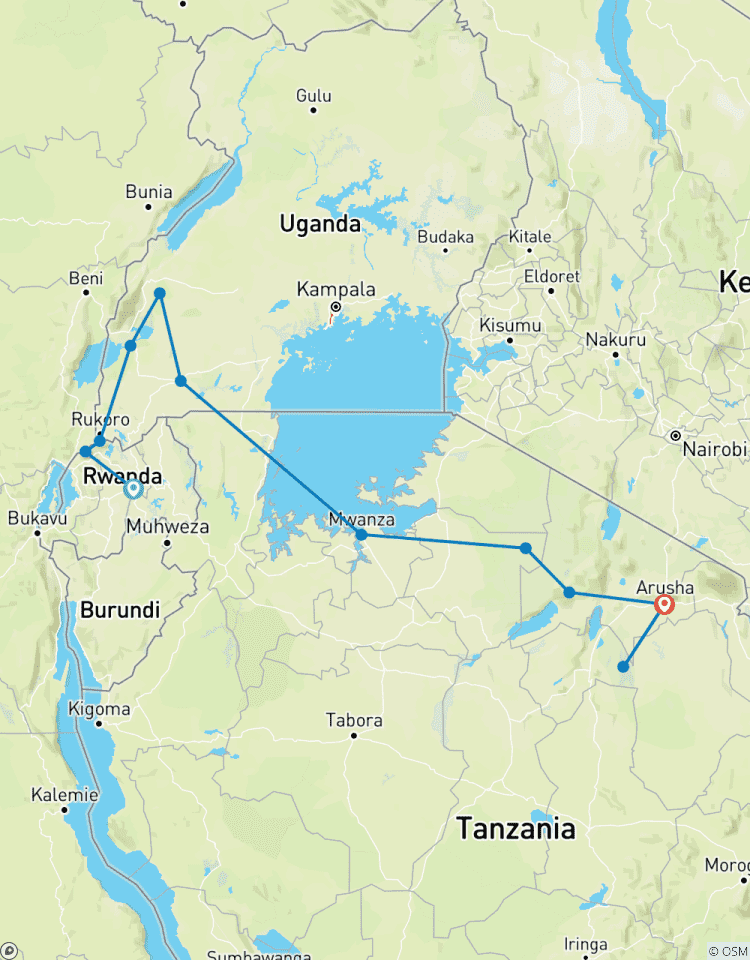Circuito Aventura de 16 días en África Oriental con Gorila Trekking y Safari por la Vida Salvaje