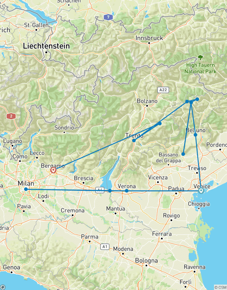 Circuito Las joyas del norte de Italia en 6 días: Venecia y los Dolomitas desde Milán