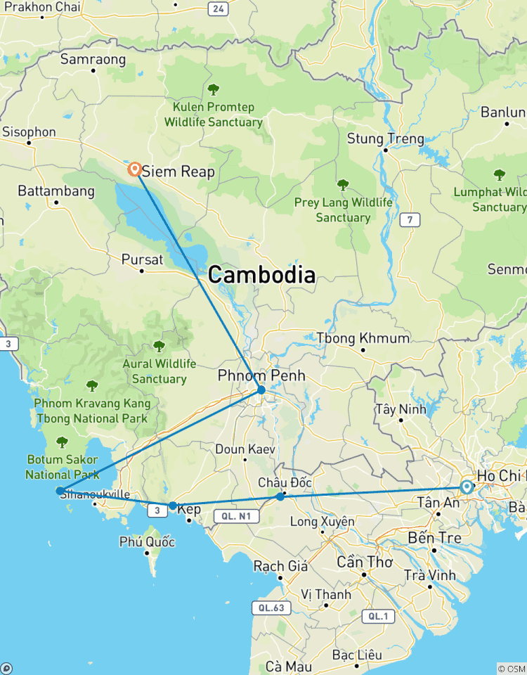 Vietnam to Cambodia: Ho Chi Minh City, Siem Reap & Beach Bars Tour