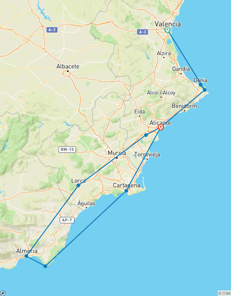 Le long de la Costa Blanca - \"Paella, palmiers et mer\". circuit