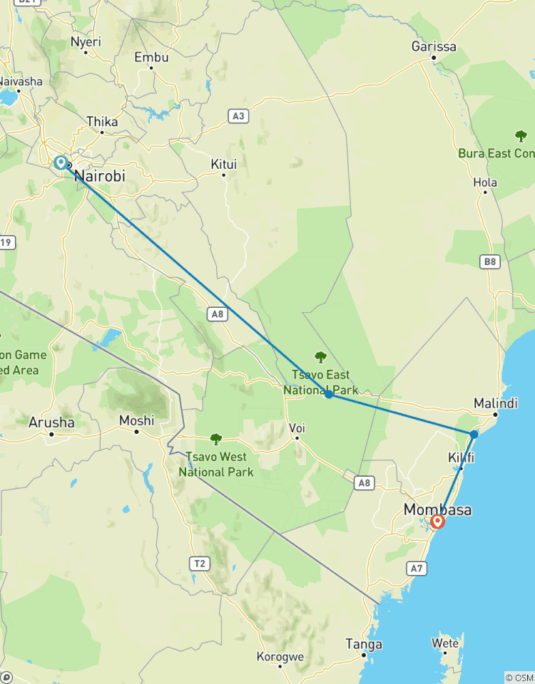 La faune et les merveilles côtières du Kenya : De Tsavo à Watamu circuit