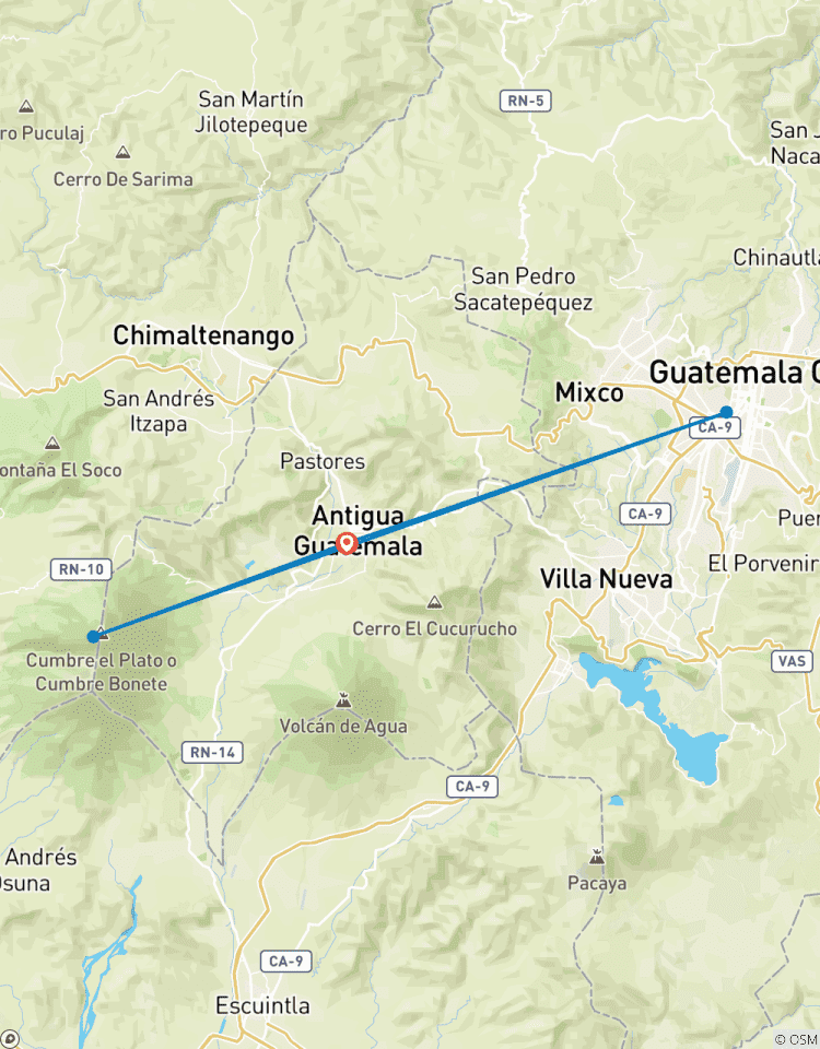Randonnée au volcan Acatenango et court séjour à Antigua circuit