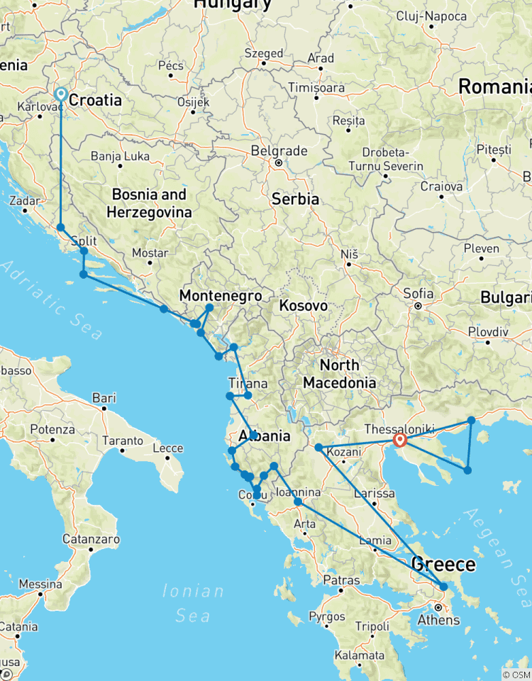 Balkan Best Kroatien, Montenegro, Albanien und Nordgriechenland in 20 Tagen Rundreise